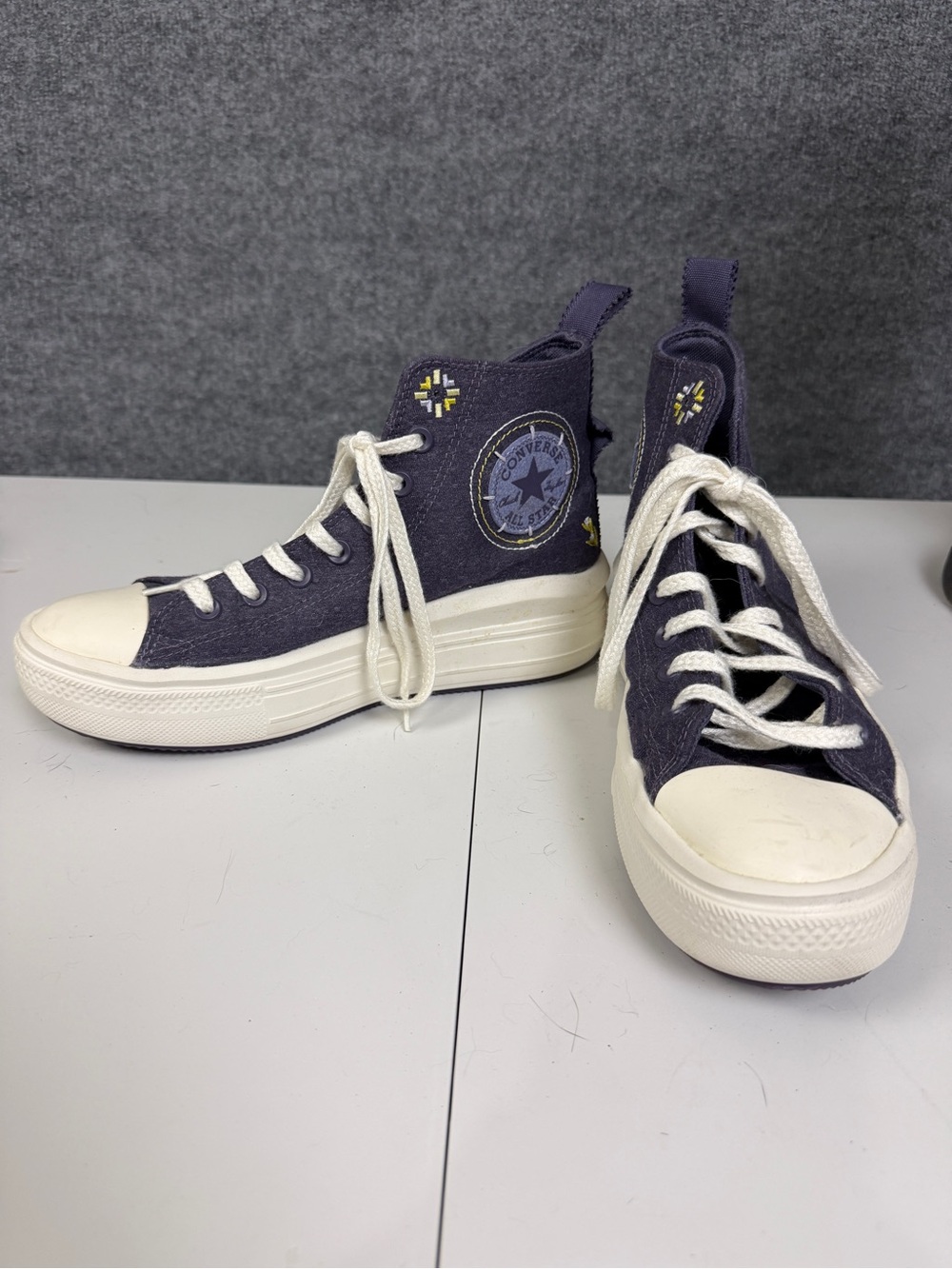 Converse Chuck Taylor All Star Move Autumn Embroidery Platform Shoes Lilac Sz 9